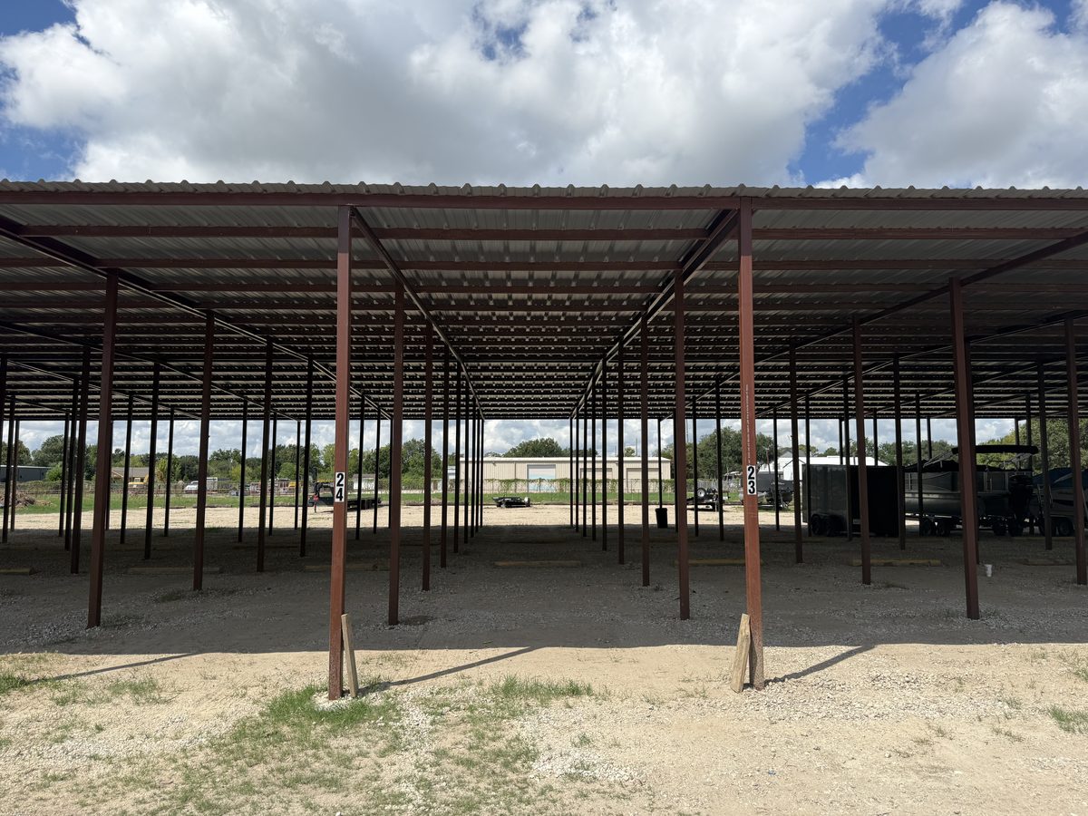Covered RV and boat storage stall at Cypress Covered Storage